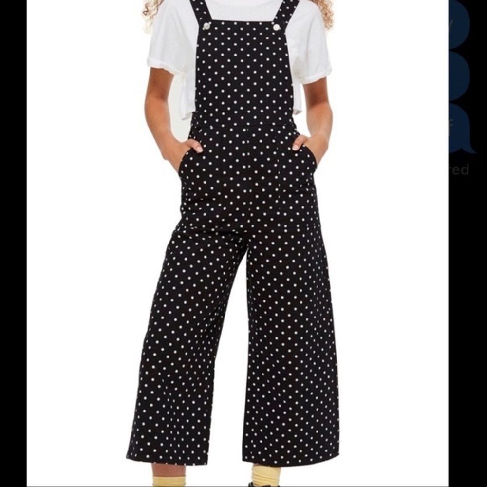 Topshop Moto Polka Dot Overalls Jumpsuit
